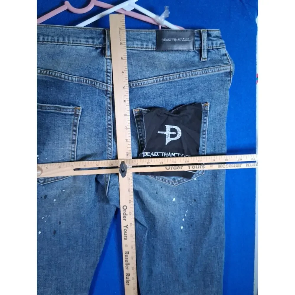 Dead Than Cool Distressed Skinny Jeans Light Wash Splatter Men's Size 34